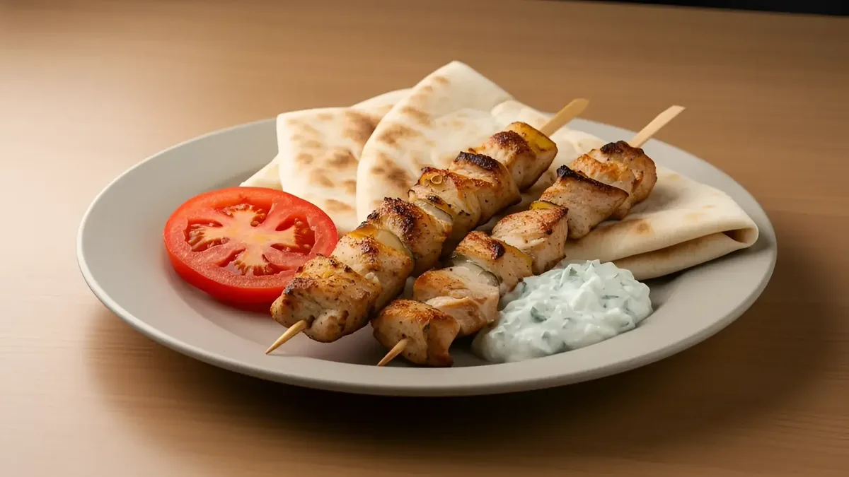 Chicken souvlaki plate