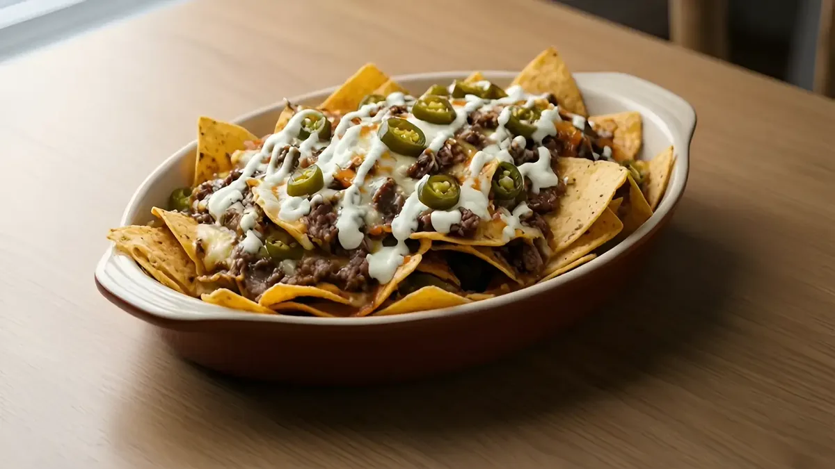 Loaded beef nachos