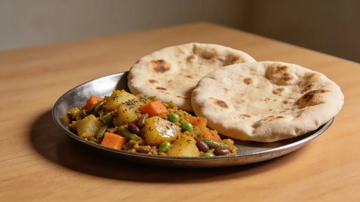Roti with mixed sabzi