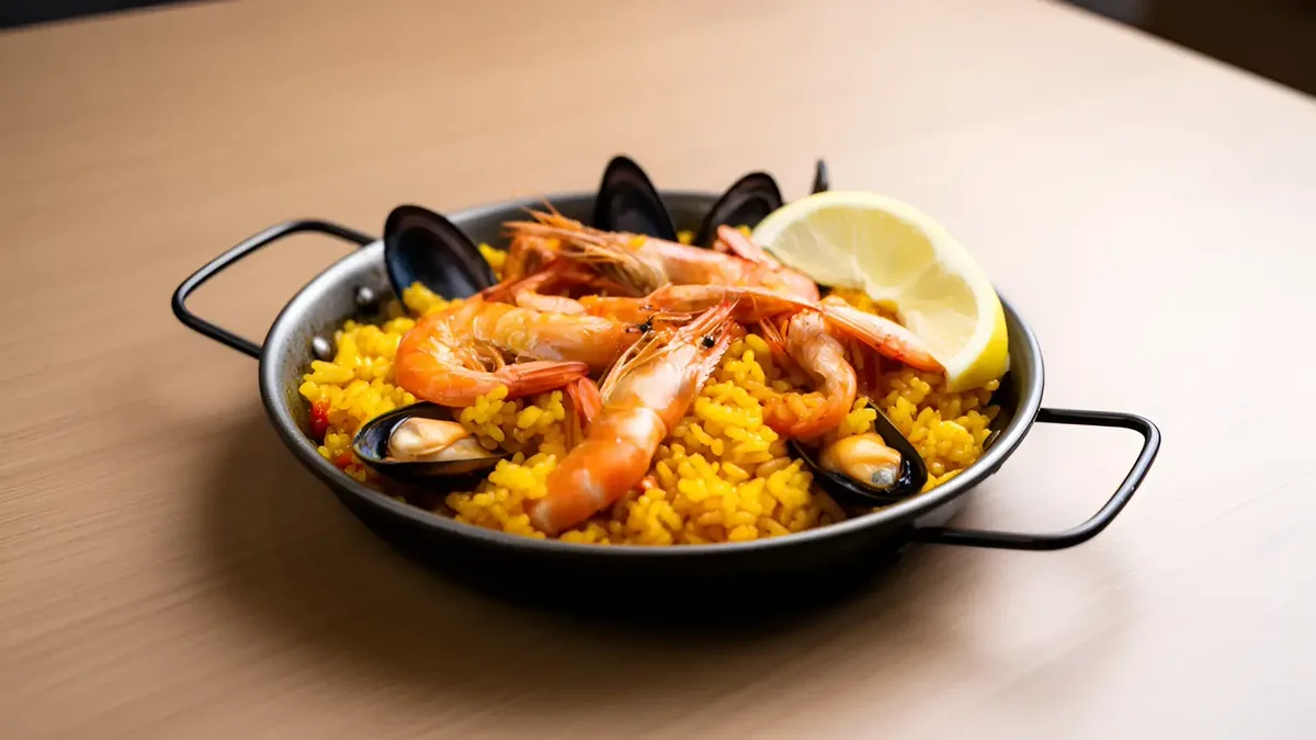 Seafood paella